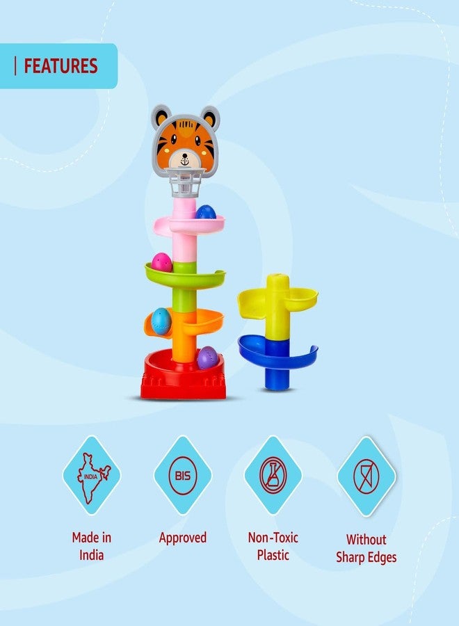 Stylbase Ball Drop Toy for Babies & Toddlers | 5-Layer Tower with Swirling Ramps & 3 Rattle Balls | Educational Sorting & Stacking Toy for Kids | Multicolor - Image 2